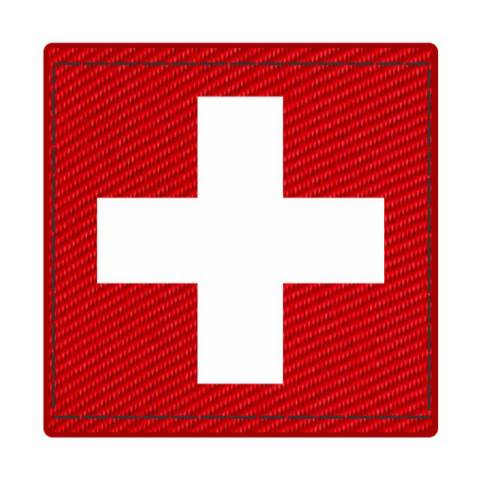 Red Cross with White Background 3” Patch with Hook Fastener (Each)