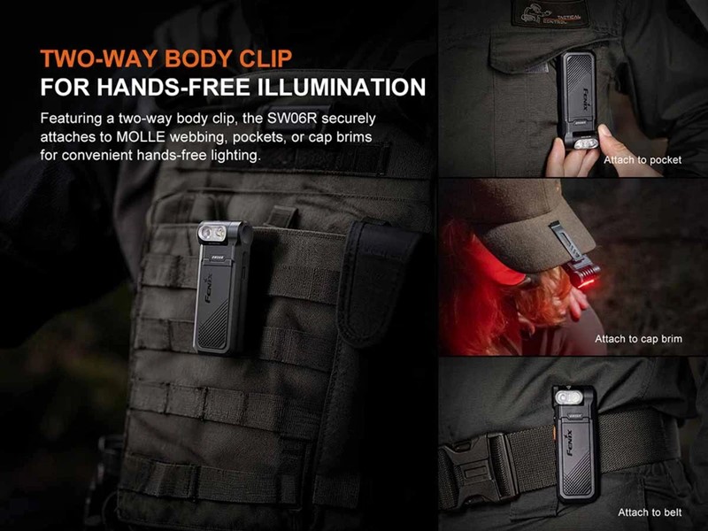 Fenix SW06R Rechargeable Clip On Flashlight - 500 Lumens - Click for larger image Fenix SW06R Rechargeable Clip On Flashlight - 500 Lumens