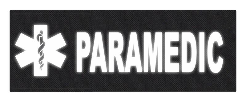 PARAMEDIC STAR OF LIFE Patch - 11x4 - Reflective Lettering - Black Backing - Hook - Click for larger image PARAMEDIC STAR OF LIFE Patch - 11x4 - Reflective Lettering - Black Backing - Hook