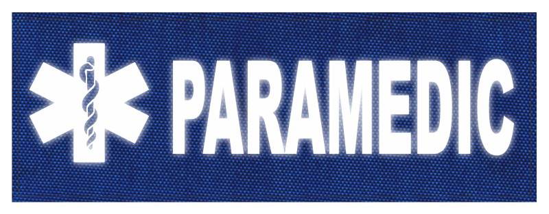PARAMEDIC STAR OF LIFE Patch - 11x4 - Reflective Lettering - Royal Blue Backing - Hook - Click for larger image PARAMEDIC STAR OF LIFE Patch - 11x4 - Reflective Lettering - Royal Blue Backing - Hook