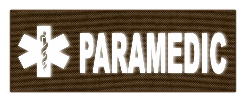 PARAMEDIC STAR OF LIFE Patch - 11x4 - Reflective Lettering - Coyote Backing - Hook - Click for larger image PARAMEDIC STAR OF LIFE Patch - 11x4 - Reflective Lettering - Coyote Backing - Hook