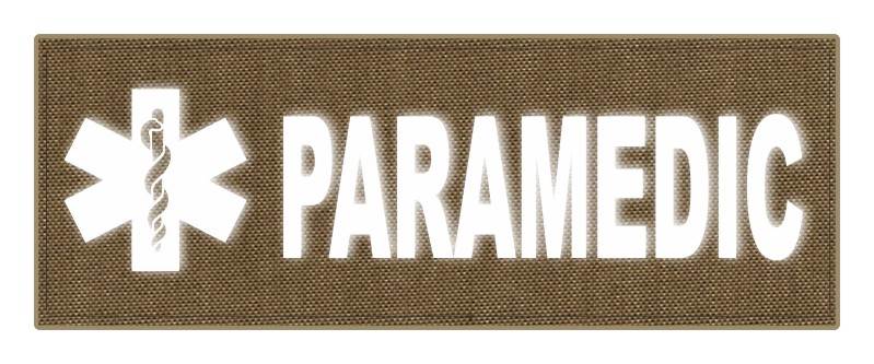 PARAMEDIC STAR OF LIFE Patch - 11x4 - Reflective Lettering - Tan Backing - Hook - Click for larger image PARAMEDIC STAR OF LIFE Patch - 11x4 - Reflective Lettering - Tan Backing - Hook