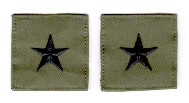 Rank Insignia - 1 Star Commander - 2x2 - Black on OD Green - 20% Off