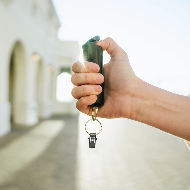 Sabre 2-in-1 Pepper GEL with Detachable Safety Whistle Keychain - Black - Click for larger image Sabre 2-in-1 Pepper GEL with Detachable Safety Whistle Keychain - Black