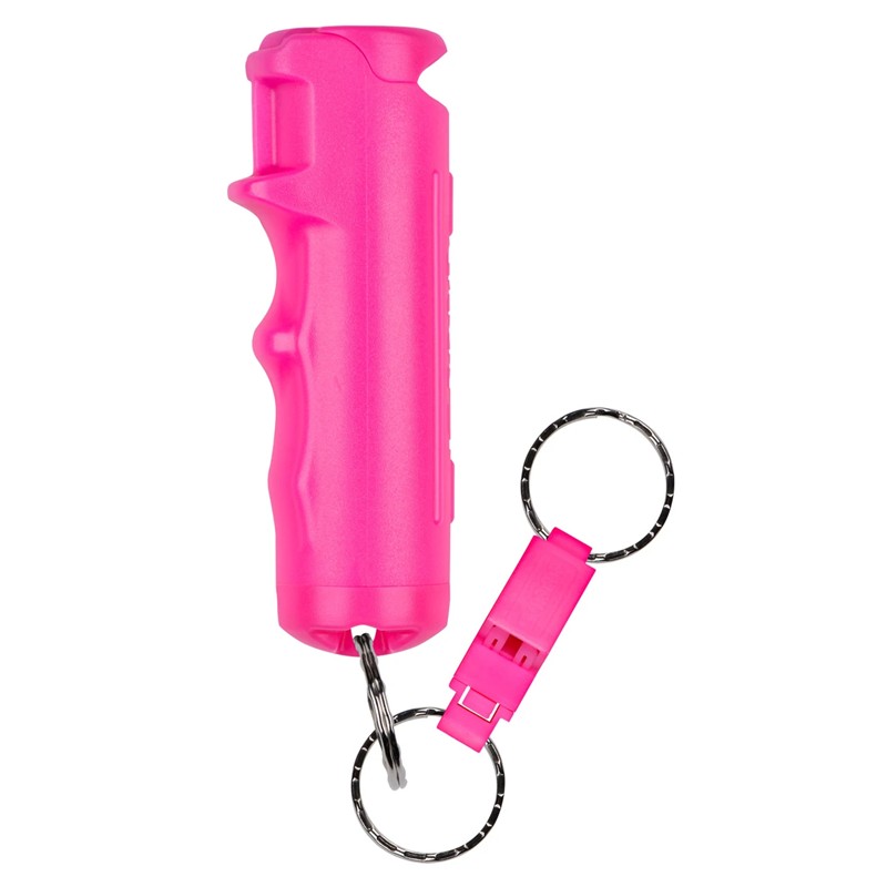 Sabre 2-in-1 Pepper GEL with Detachable Safety Whistle Keychain - Pink - Click for larger image Sabre 2-in-1 Pepper GEL with Detachable Safety Whistle Keychain - Pink