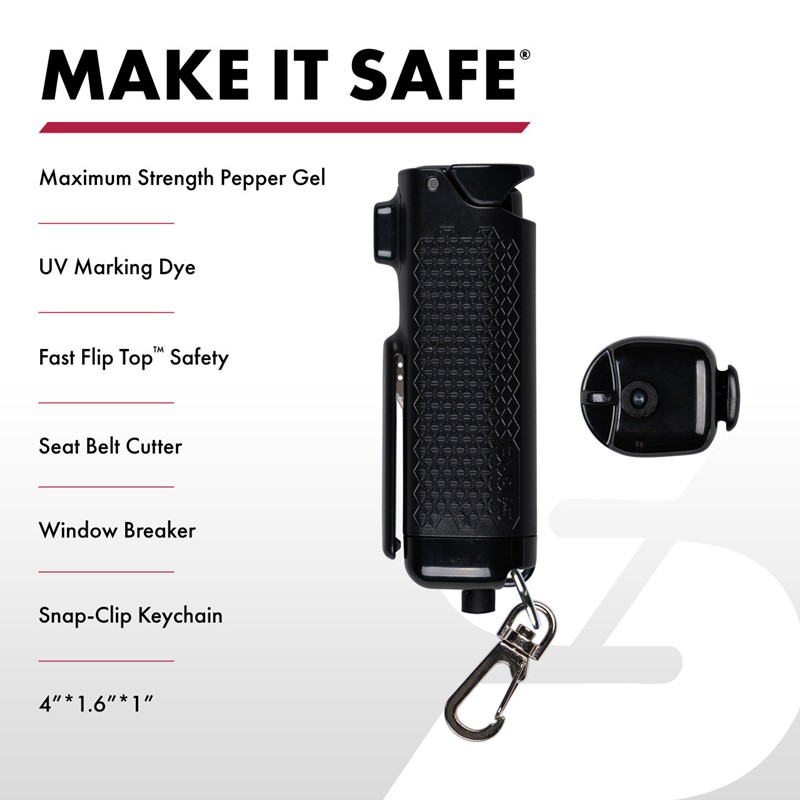 Sabre Safe Escape 3-in-1 Pepper Gel with Seat Belt Cutter and Window Breaker - Click for larger image Sabre Safe Escape 3-in-1 Pepper Gel with Seat Belt Cutter and Window Breaker