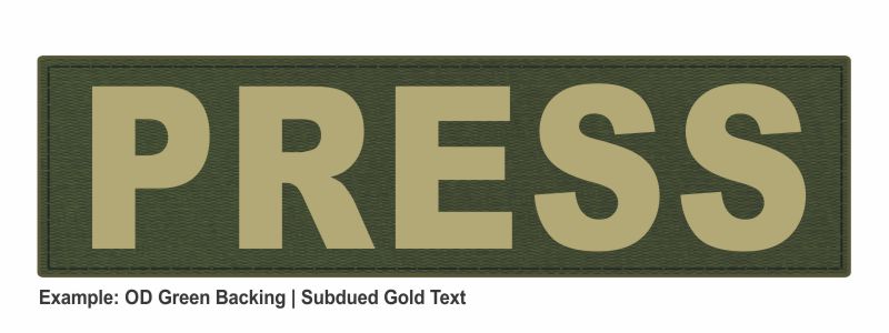 Stock ID Patch - PRESS - 11x3 - Hook Backing - Click for larger image Stock ID Patch - PRESS - 11x3 - Hook Backing