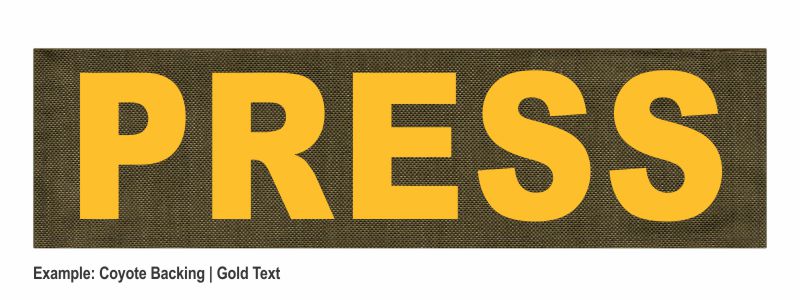 Stock ID Patch - PRESS - 11x3 - Hook Backing - Click for larger image Stock ID Patch - PRESS - 11x3 - Hook Backing