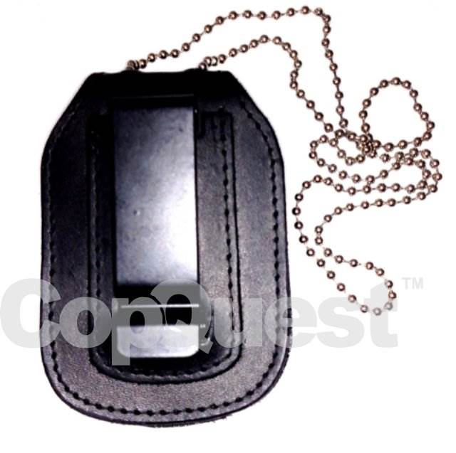 Clip on Leather Badge Holder with Chain #2520TABK