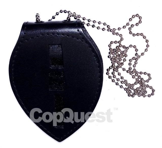 Winchester Police Badge Holder with Chain and Belt Clip, ID Holder, Leather